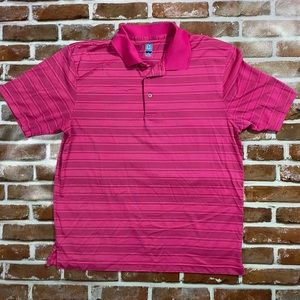 PGA Tour Pink Striped Golf Polo Large